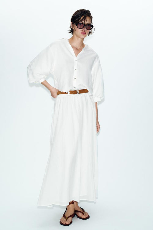 Chemise à manches bouffantes en lin