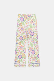 Pantalon imprimé floral en lin