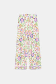 Pantalon imprimé floral en lin