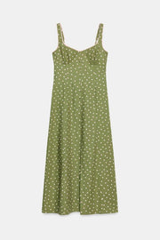 Robe midi à pois en lin