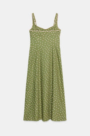 Robe midi à pois en lin