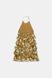 Robe à volants à fleurs