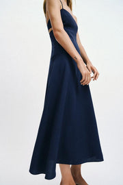 Robe midi à bretelles à découpes