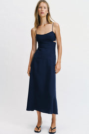 Robe midi à bretelles à découpes