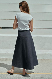 Jupe-cape midi Z1975 en denim à volant