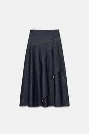 Jupe-cape midi Z1975 en denim à volant
