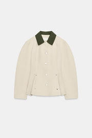 Blouson peplum à col contrasté