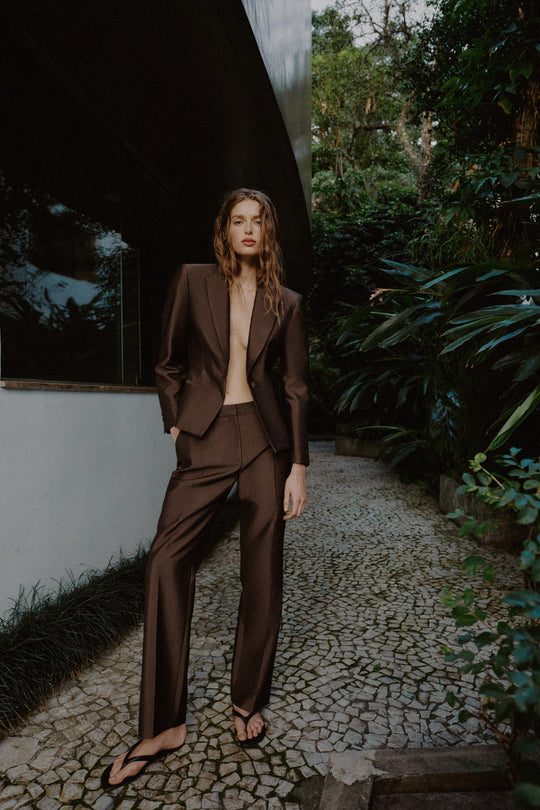 Pantalon slim satiné