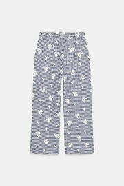 Pantalon-culotte à carreaux brodé