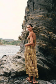 Robe midi brodée ajourée à découpes