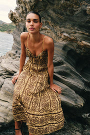 Robe midi brodée ajourée à découpes