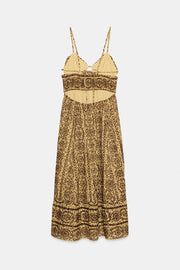 Robe midi brodée ajourée à découpes