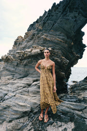 Robe midi brodée ajourée à découpes