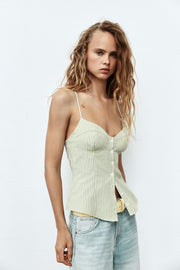 Top corset à bretelles à rayures