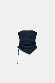 Top drapé en lin