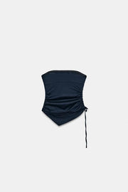 Top drapé en lin