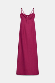 Robe midi à bretelles en lin