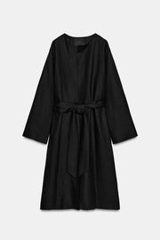 Manteau 100 % lin avec ceinture ZW Collection