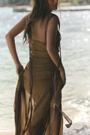 Robe drapée en georgette