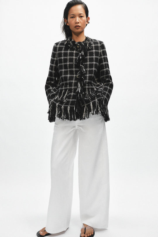 Veste à carreaux et franges ZW Collection