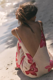 Robe midi drapée à fleurs