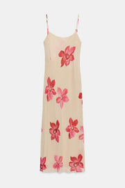 Robe midi drapée à fleurs
