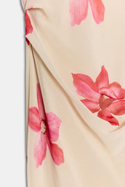 Robe midi drapée à fleurs