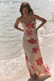 Robe midi drapée à fleurs