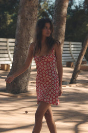 Robe mini col dos-nu à fleurs