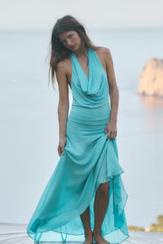 Robe midi dos-nu contrastée