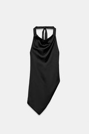 Top satiné dos-nu asymétrique