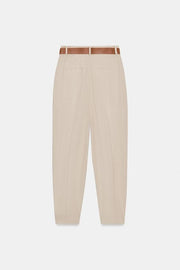 Pantalon en lin à pinces avec ceinture