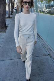 Pantalon droit taille mi-haute