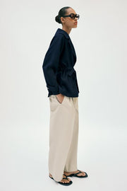 Veste trench en lin avec ceinture