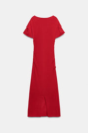 Robe midi drapée en maille