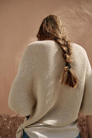 Top contrasté en maille avec nœud