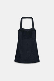 Robe courte à brandebourgs en lin