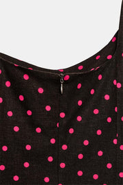 Robe à pois à manches bouffantes en lin
