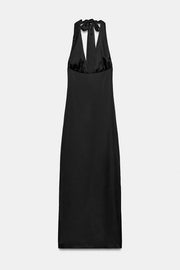 Robe longue satinée dos-nu