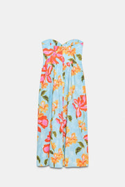 Robe midi en popeline à fleurs