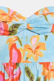 Robe midi en popeline à fleurs