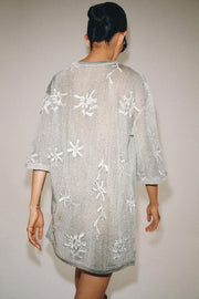 Top oversize en maille à fil métallisé
