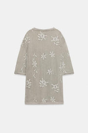 Top oversize en maille à fil métallisé