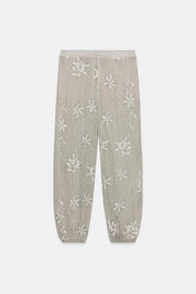 Pantalon bouffant en maille à fil métallisé