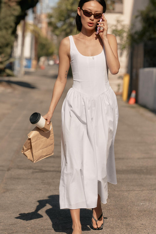 Robe corset midi en popeline