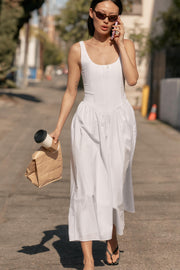 Robe corset midi en popeline