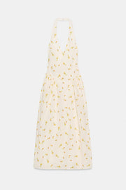 Robe midi dos-nu en popeline à motif fruits