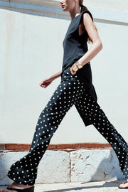 Pantalon coupe évasée à pois