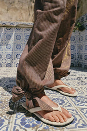 Pantalon bouffant avec nœuds en lin