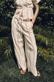 Pantalon large à rayures en fil métallisé